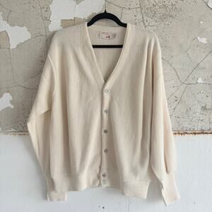 Vtg 70s Cardigan Sweater Preppy Grandpacore USA Made Button Front Knit Mens L